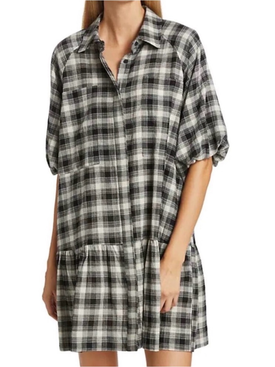 Jonathan Simkhai Crissy Plaid Mini Dress | Color: Black/White | Size: M